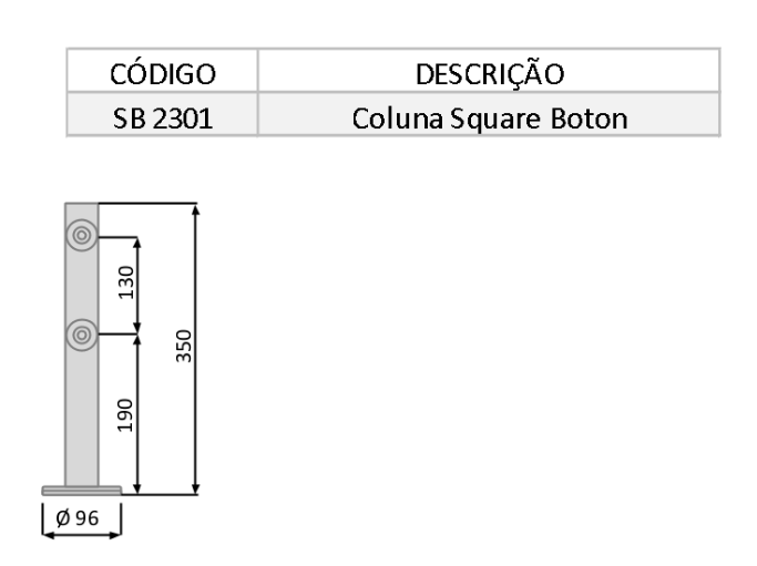 Especificações Coluna Square Boton